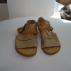 Blowfish Malibu Balla Canvas Micro Wedge Side Zip Open Toe Sandals Shoe Womens 7
